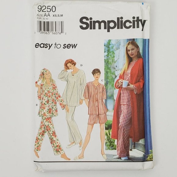 Vintage 1996 Simplicity Easy To Sew Misses Sleepwear Sewing Pattern, XS, S, M - Picture 1 of 13
